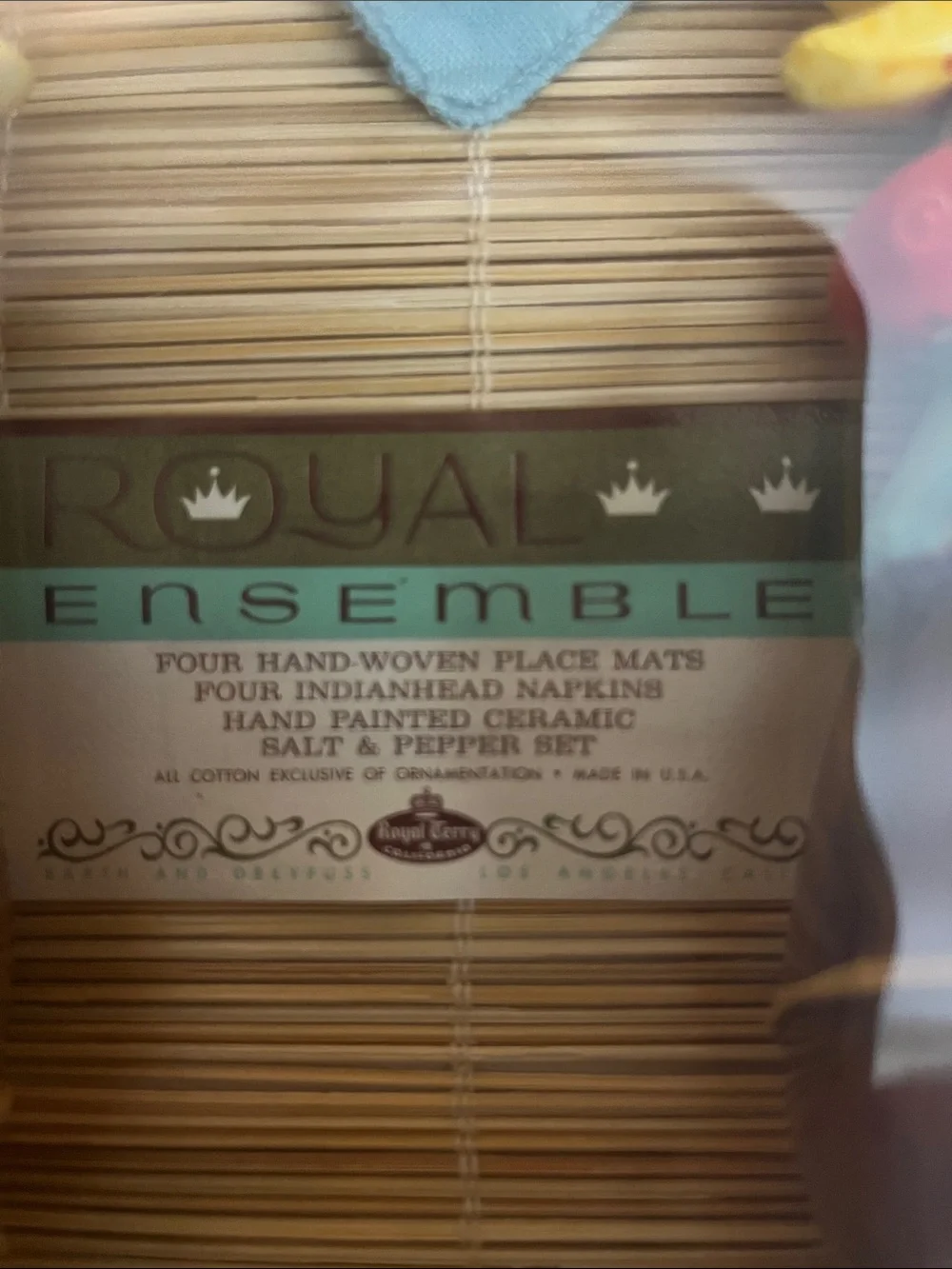 Royal Ensemble Hand Woven Placements and Salt and Pepper Shakers